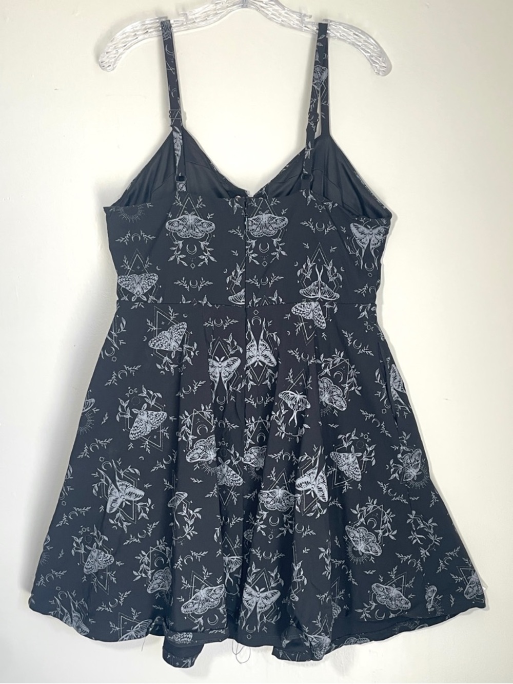 Nightfall by Torrid Black Moth Print Lace-Up Dress Fairycore Gothic Mini Dress - Picture 3 of 9